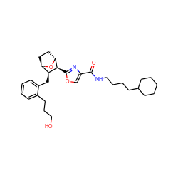 O=C(NCCCCC1CCCCC1)c1coc([C@@H]2[C@H]3CC[C@@H](O3)[C@@H]2Cc2ccccc2CCCO)n1 ZINC000169360233