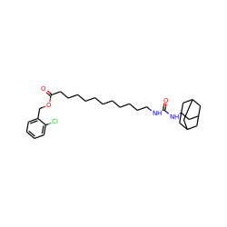 O=C(NCCCCCCCCCCCC(=O)OCc1ccccc1Cl)NC12CC3CC(CC(C3)C1)C2 ZINC000028641141