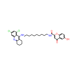 O=C(NCCCCCCCCCCNc1c2c(nc3cc(Cl)cc(Cl)c13)CCCC2)c1cc(=O)c2cc(O)ccc2o1 ZINC000084619161