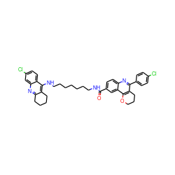 O=C(NCCCCCCCNc1c2c(nc3cc(Cl)ccc13)CCCC2)c1ccc2nc(-c3ccc(Cl)cc3)c3c(c2c1)OCCC3 ZINC000049614460