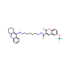 O=C(NCCCCCCCNc1c2c(nc3ccccc13)CCCC2)c1cc2cc(OC(F)(F)F)ccc2oc1=O ZINC000299825555