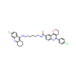 O=C(NCCCCCCNc1c2c(nc3cc(Cl)ccc13)CCCC2)c1ccc2nc(-c3ccc(Cl)cc3)c3c(c2c1)OCCC3 ZINC000049615471