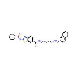 O=C(NCCCCCNCc1ccc2ccccc2c1)c1ccc2nc(NC(=O)C3CCCCC3)sc2c1 ZINC000028967515