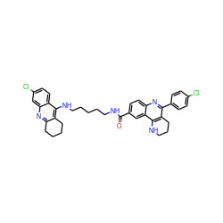 O=C(NCCCCCNc1c2c(nc3cc(Cl)ccc13)CCCC2)c1ccc2nc(-c3ccc(Cl)cc3)c3c(c2c1)NCCC3 ZINC000299827772