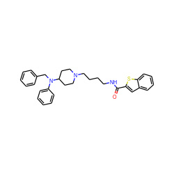 O=C(NCCCCN1CCC(N(Cc2ccccc2)c2ccccc2)CC1)c1cc2ccccc2s1 ZINC000028869963