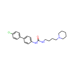 O=C(NCCCCN1CCCCC1)Nc1ccc(-c2ccc(Cl)cc2)cc1 ZINC000084731985