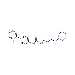 O=C(NCCCCN1CCCCC1)Nc1ccc(-c2ccccc2F)cc1 ZINC000049037239