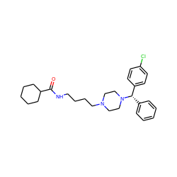 O=C(NCCCCN1CCN([C@@H](c2ccccc2)c2ccc(Cl)cc2)CC1)C1CCCCC1 ZINC000028869790