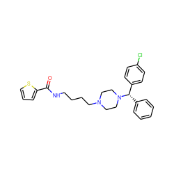 O=C(NCCCCN1CCN([C@@H](c2ccccc2)c2ccc(Cl)cc2)CC1)c1cccs1 ZINC000028869780