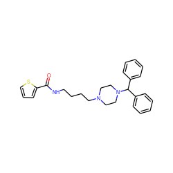 O=C(NCCCCN1CCN(C(c2ccccc2)c2ccccc2)CC1)c1cccs1 ZINC000028869746