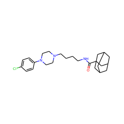 O=C(NCCCCN1CCN(c2ccc(Cl)cc2)CC1)C12CC3CC(CC(C3)C1)C2 ZINC000028236858