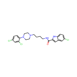 O=C(NCCCCN1CCN(c2ccc(Cl)cc2Cl)CC1)c1cc2cc(Cl)ccc2[nH]1 ZINC000013525845