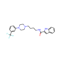 O=C(NCCCCN1CCN(c2cccc(C(F)(F)F)c2)CC1)c1cc2ccccc2[nH]1 ZINC000029166870