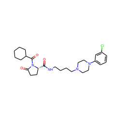 O=C(NCCCCN1CCN(c2cccc(Cl)c2)CC1)[C@@H]1CCC(=O)N1C(=O)C1CCCCC1 ZINC000040917569