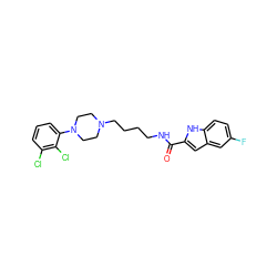 O=C(NCCCCN1CCN(c2cccc(Cl)c2Cl)CC1)c1cc2cc(F)ccc2[nH]1 ZINC000013534380