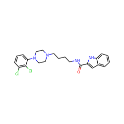 O=C(NCCCCN1CCN(c2cccc(Cl)c2Cl)CC1)c1cc2ccccc2[nH]1 ZINC000013492668