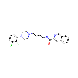 O=C(NCCCCN1CCN(c2cccc(Cl)c2Cl)CC1)c1cc2ccccc2cn1 ZINC000040867283