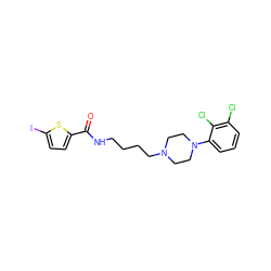 O=C(NCCCCN1CCN(c2cccc(Cl)c2Cl)CC1)c1ccc(I)s1 ZINC000028376380