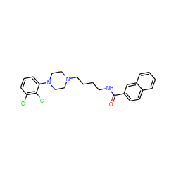 O=C(NCCCCN1CCN(c2cccc(Cl)c2Cl)CC1)c1ccc2ccccc2c1 ZINC000013492665