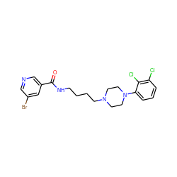 O=C(NCCCCN1CCN(c2cccc(Cl)c2Cl)CC1)c1cncc(Br)c1 ZINC001772642989