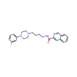 O=C(NCCCCN1CCN(c2cccc(F)c2)CC1)c1cc2ccccc2cn1 ZINC000299818688