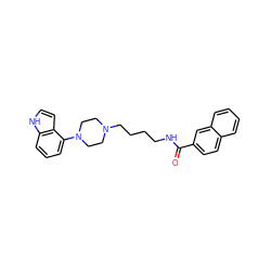 O=C(NCCCCN1CCN(c2cccc3[nH]ccc23)CC1)c1ccc2ccccc2c1 ZINC000653701090