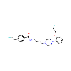 O=C(NCCCCN1CCN(c2ccccc2OCCF)CC1)c1ccc(CCF)cc1 ZINC000066111627