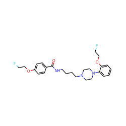 O=C(NCCCCN1CCN(c2ccccc2OCCF)CC1)c1ccc(OCCF)cc1 ZINC000066112369