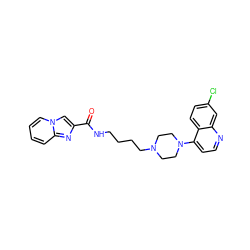 O=C(NCCCCN1CCN(c2ccnc3cc(Cl)ccc23)CC1)c1cn2ccccc2n1 ZINC000207559105