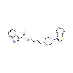 O=C(NCCCCN1CCN(c2nsc3ccccc23)CC1)c1c[nH]c2ccccc12 ZINC000012356422