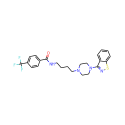 O=C(NCCCCN1CCN(c2nsc3ccccc23)CC1)c1ccc(C(F)(F)F)cc1 ZINC000013747122