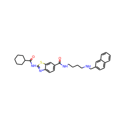 O=C(NCCCCNCc1ccc2ccccc2c1)c1ccc2nc(NC(=O)C3CCCCC3)sc2c1 ZINC000028967500