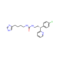 O=C(NCCCCc1c[nH]cn1)NCC[C@H](c1ccc(Cl)cc1)c1ccccn1 ZINC000013490252