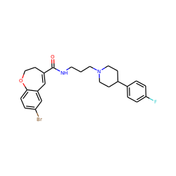 O=C(NCCCN1CCC(c2ccc(F)cc2)CC1)C1=Cc2cc(Br)ccc2OCC1 ZINC000073157891