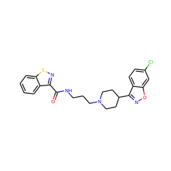 O=C(NCCCN1CCC(c2noc3cc(Cl)ccc23)CC1)c1nsc2ccccc12 ZINC000013737873