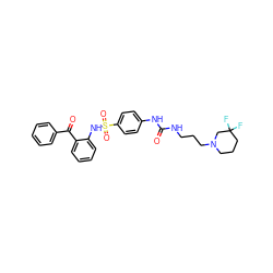 O=C(NCCCN1CCCC(F)(F)C1)Nc1ccc(S(=O)(=O)Nc2ccccc2C(=O)c2ccccc2)cc1 ZINC000049872464