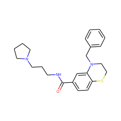 O=C(NCCCN1CCCC1)c1ccc2c(c1)N(Cc1ccccc1)CCS2 ZINC000004908016