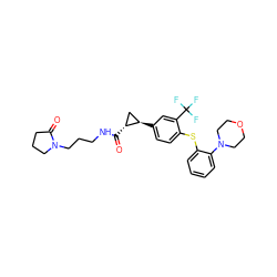 O=C(NCCCN1CCCC1=O)[C@@H]1C[C@H]1c1ccc(Sc2ccccc2N2CCOCC2)c(C(F)(F)F)c1 ZINC000003955527