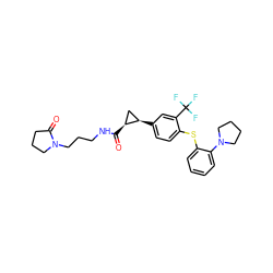 O=C(NCCCN1CCCC1=O)[C@H]1C[C@H]1c1ccc(Sc2ccccc2N2CCCC2)c(C(F)(F)F)c1 ZINC000028091558