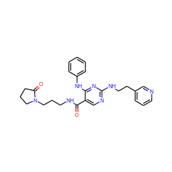 O=C(NCCCN1CCCC1=O)c1cnc(NCCc2cccnc2)nc1Nc1ccccc1 ZINC000095593397