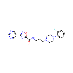 O=C(NCCCN1CCN(c2ccccc2F)CC1)c1nc(-c2cncnc2)no1 ZINC000029043096