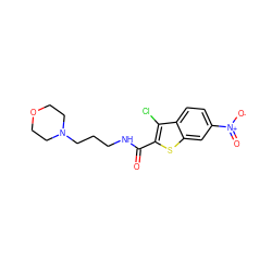 O=C(NCCCN1CCOCC1)c1sc2cc([N+](=O)[O-])ccc2c1Cl ZINC000020472655