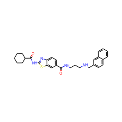 O=C(NCCCNCc1ccc2ccccc2c1)c1ccc2nc(NC(=O)C3CCCCC3)sc2c1 ZINC000028967495