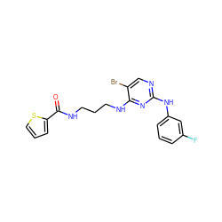 O=C(NCCCNc1nc(Nc2cccc(F)c2)ncc1Br)c1cccs1 ZINC000095562704