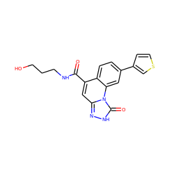 O=C(NCCCO)c1cc2n[nH]c(=O)n2c2cc(-c3ccsc3)ccc12 ZINC000084597023