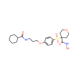 O=C(NCCCOc1ccc(S(=O)(=O)C2(C(=O)NO)CCOCC2)cc1)C1CCCCC1 ZINC000038402012