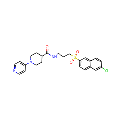 O=C(NCCCS(=O)(=O)c1ccc2cc(Cl)ccc2c1)C1CCN(c2ccncc2)CC1 ZINC000029132737