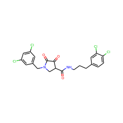 O=C(NCCCc1ccc(Cl)c(Cl)c1)C1CN(Cc2cc(Cl)cc(Cl)c2)C(=O)C1=O ZINC000141959784