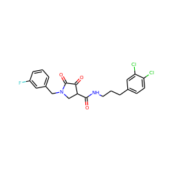 O=C(NCCCc1ccc(Cl)c(Cl)c1)C1CN(Cc2cccc(F)c2)C(=O)C1=O ZINC000141956185