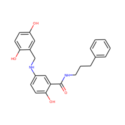 O=C(NCCCc1ccccc1)c1cc(NCc2cc(O)ccc2O)ccc1O ZINC000013861846